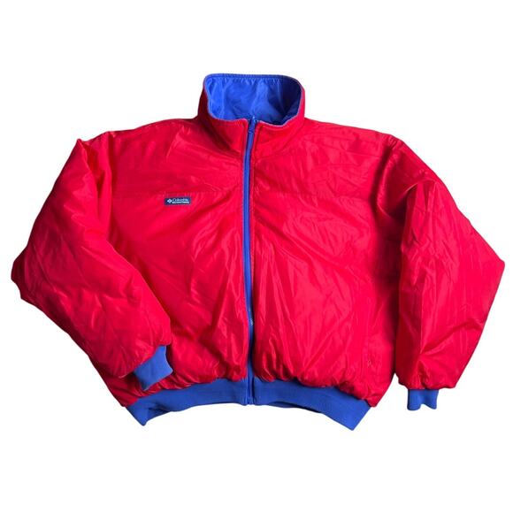 Vintage Columbia Puffer Reversible Men's XL Duck Down 100% Nylon Retro Bomber - Picture 1 of 11